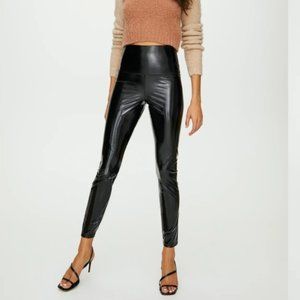 Aritzia Wilfred Daria Shiney Black Faux Leather Vegan Legging Pants